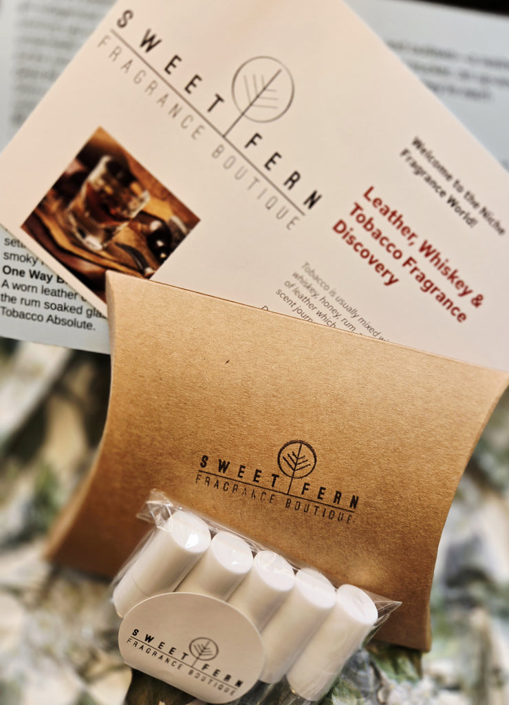 Sweet Fern Samples Discovery - LEATHER, WHISKEY, TOBACCO   5 x 2ml Glass Atomiser  |  CHRISTMAS 2025  LIMITED EDITION